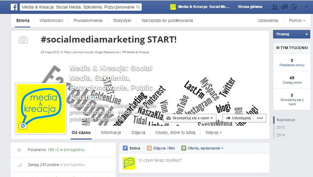 #socialmediamarketing START!. Screenshot. Przygotowała Kinga Rękawiczna