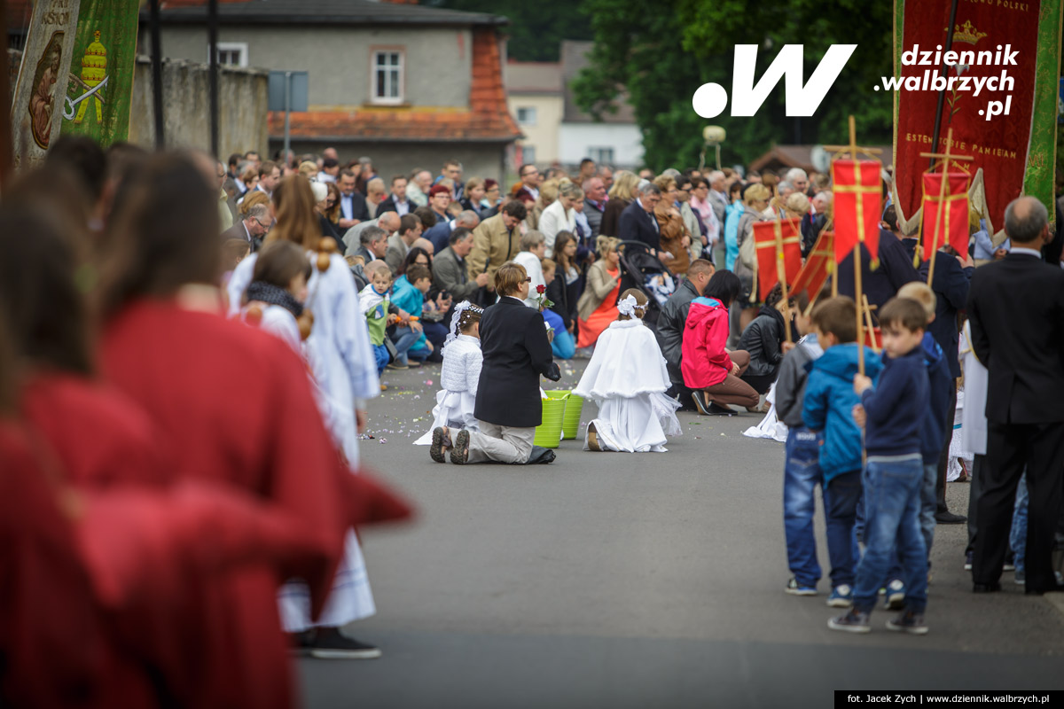 26.05.2016 Krzeszów. Kilkuset wiernych z Dolnego Śląska wzięło udział w tradycyjnej procesji Bożego Ciała w Sanktuarium Matki Bożej Łaskawej w Opactwie Cystersów w Krzeszowie. fot. Jacek Zych / Dziennik Wałbrzych