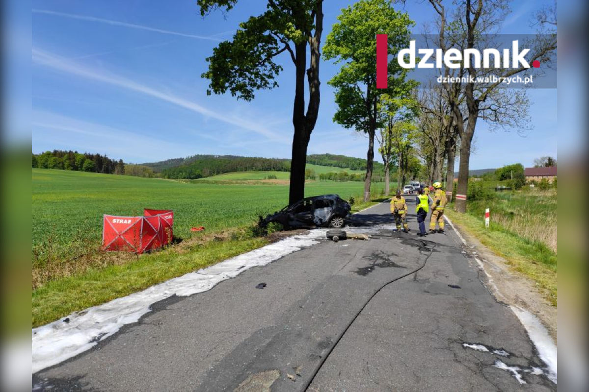 Tragiczny wypadek koło Świdnika pod Marciszowem fot. użyczone - Komenda Powiatowa Policji w Kamiennej Górze