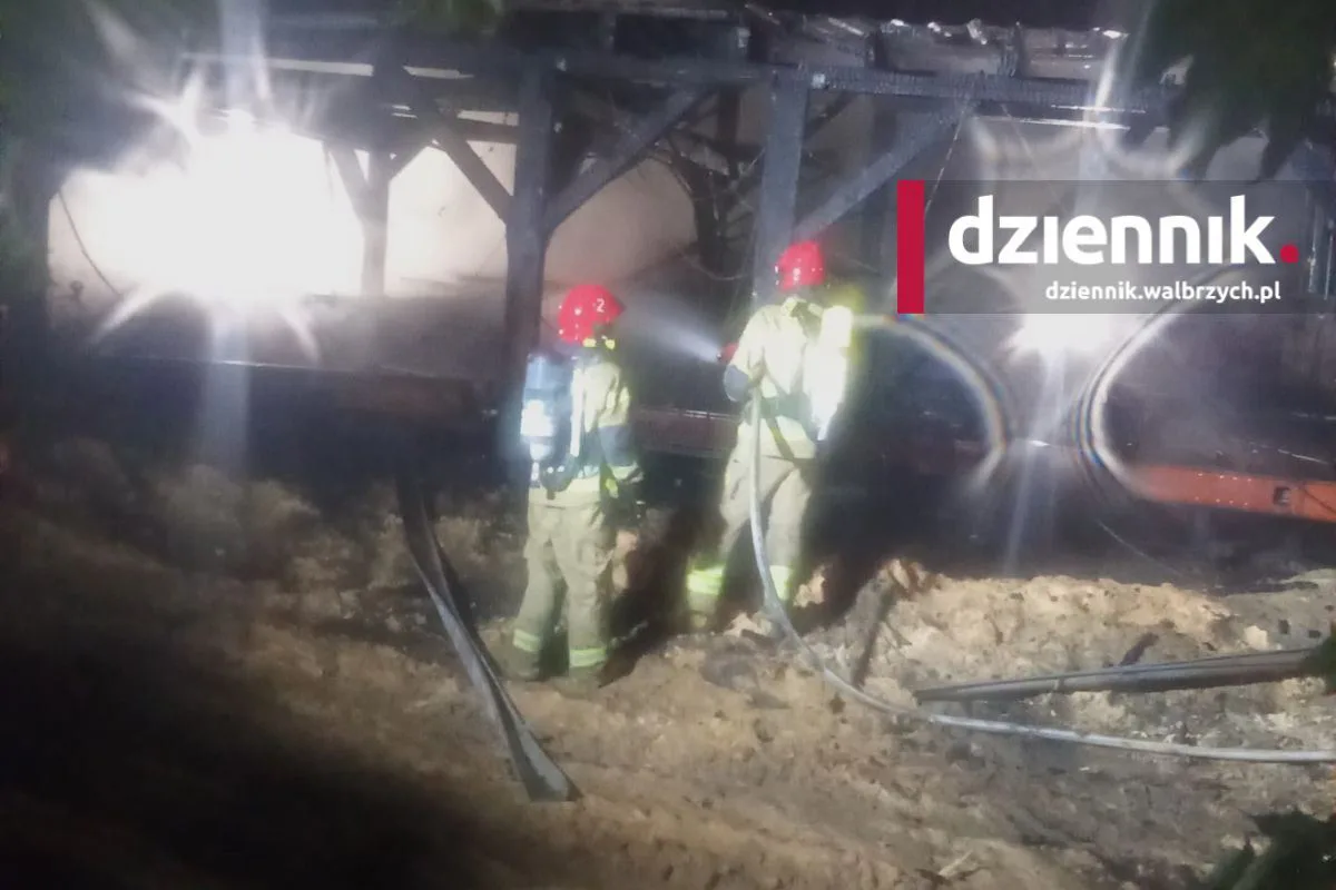Nocny pożar tartaku w Głuszycy. W akcji kilka jednostek straży pożarnej fot. użyczone