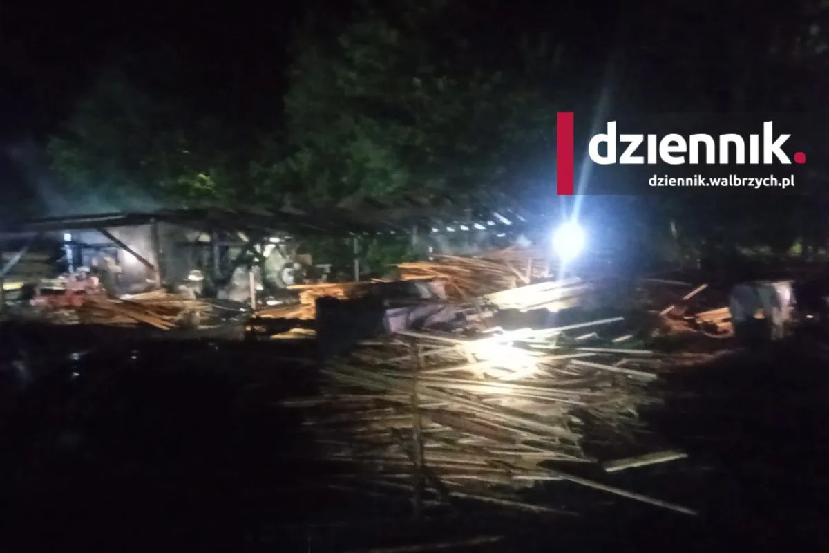 Nocny pożar tartaku w Głuszycy. W akcji kilka jednostek straży pożarnej fot. użyczone