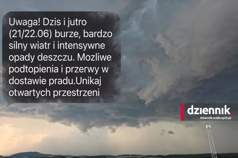 Nawałnice znów przejdą przez nasz region? Alert drugiego stopnia dla Wałbrzycha i powiatu wałbrzyskiego