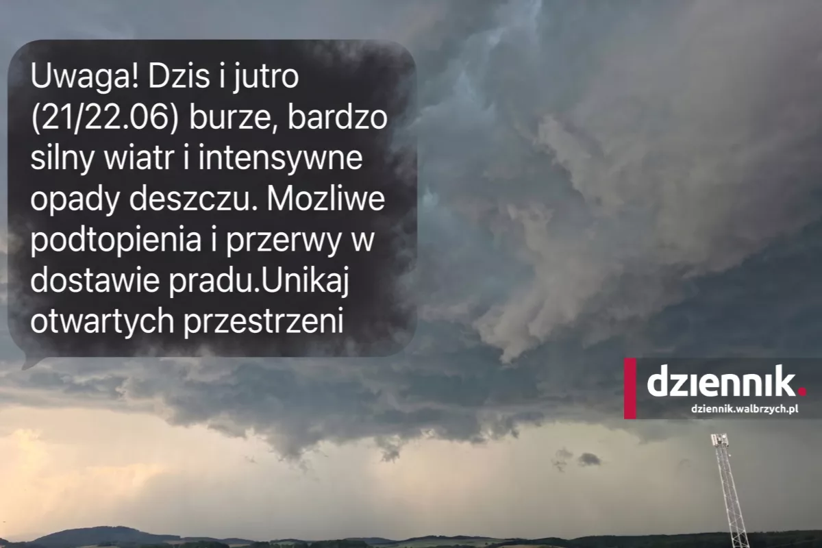 Nawałnice znów przejdą przez nasz region? Alert drugiego stopnia dla Wałbrzycha i powiatu wałbrzyskiego