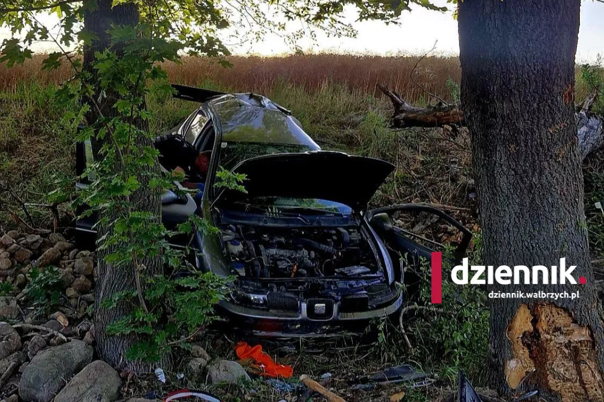 Poważny wypadek koło Ząbkowic Śląskich. Autem kierował 22-latek bez prawa jazdy fot. Komenda Powiatowa Policji w Ząbkowicach Śląskich