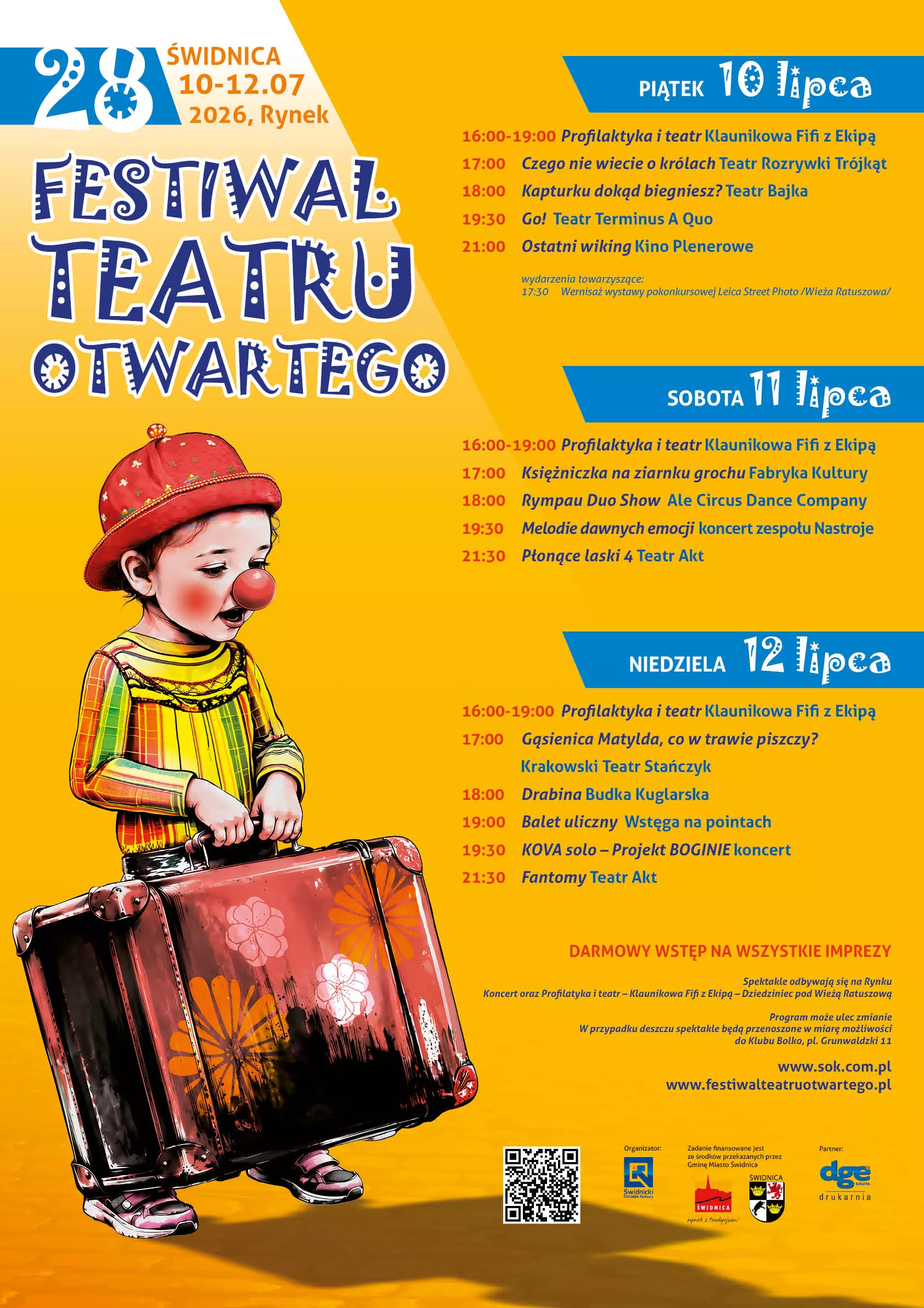 Festiwal Teatru Otwartego w Świdnicy. Trzy dni spektakli, koncertów i atrakcji na Rynku